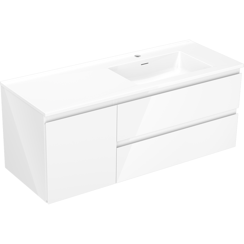 Mexen Orio meuble de salle de bains 120 cm avec lavabo Otis droit, 2S, 1D, blanc brillant - 91A13-12047-3-BBFFF00-W18P00