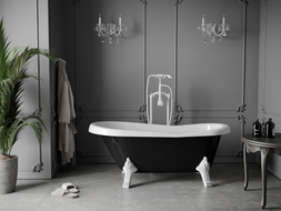 Mexen Retro baignoire autoportante 150 x 73 cm, blanc/noir, pieds blancs - 53251507375-20
