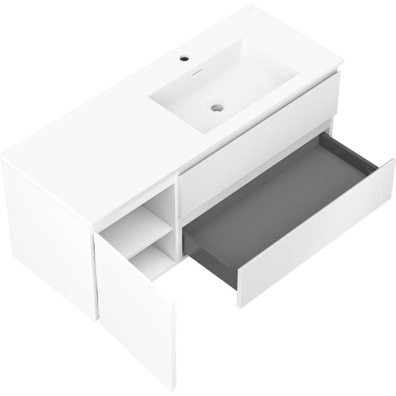 Mexen Orio armoire de salle de bains 120 cm avec lavabo Otis droit, 2S, 1D, blanc mat - 91A13-12047-3-BBFFF01-W18P01