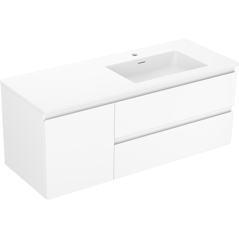 Mexen Orio armoire de salle de bain 120 cm avec lavabo Otis à droite, 2S, 1D, blanc mat - 91A13-12047-3-BBFFF01-W18P01
