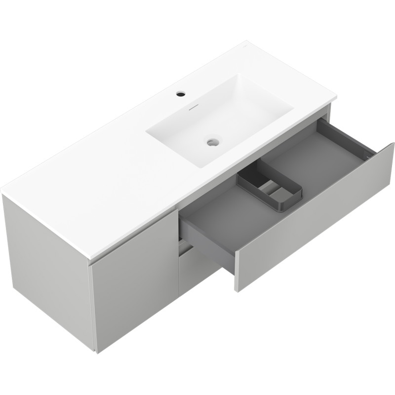 Mexen Orio armoire de salle de bain 120 cm avec lavabo Otis droit, 2S, 1D, gris mat/blanc mat - 91A13-12047-3-BBFFF62-W18P01