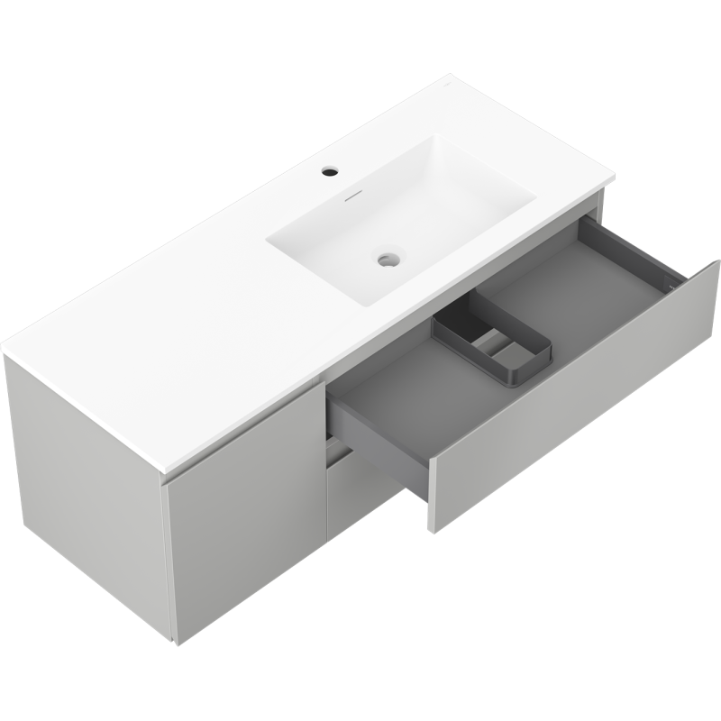 Mexen Orio meuble de salle de bain 120 cm avec lavabo Otis droit, 2S, 1D, gris mat/blanc mat - 91A13-12047-3-BBFFF62-W18P01