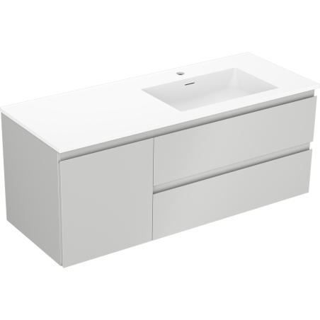 Mexen Orio meuble de salle de bain 120 cm avec lavabo Otis droit, 2S, 1D, gris mat/blanc mat - 91A13-12047-3-BBFFF62-W18P01