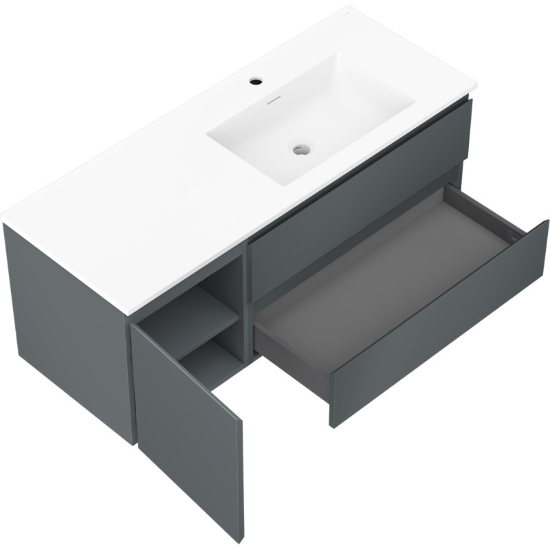 Mexen Orio armoire de salle de bain 120 cm avec lavabo Otis droit, 2S, 1D, graphite mat/blanc mat - 91A13-12047-3-BBFFF66-W18P01
