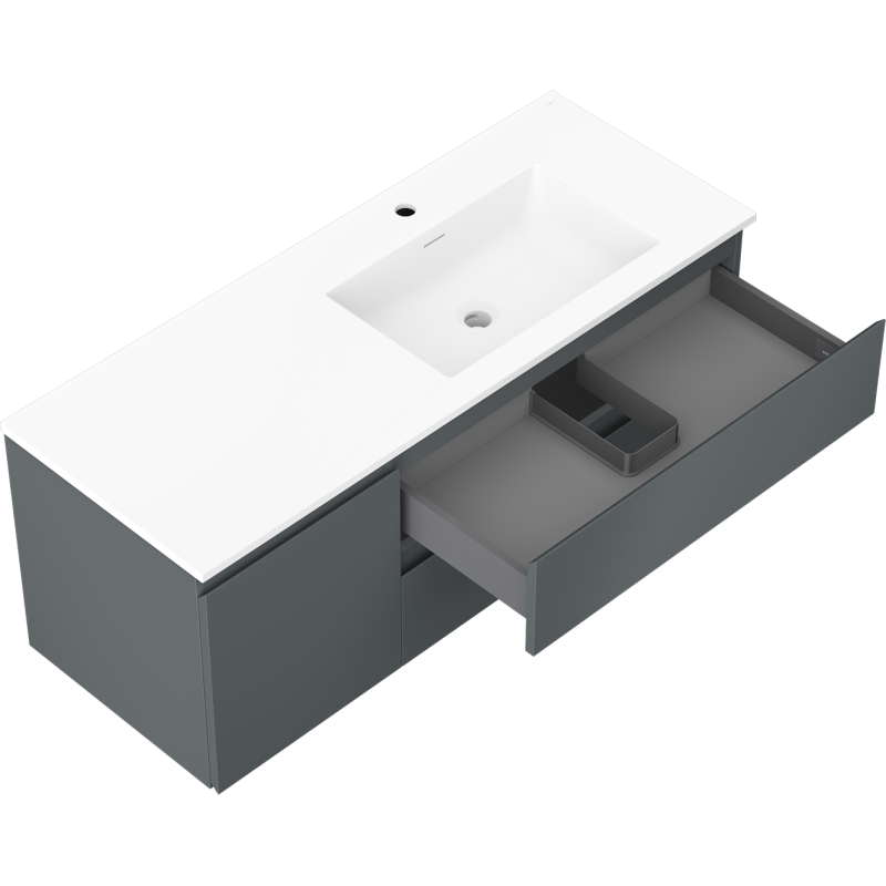 Mexen Orio meuble de salle de bain 120 cm avec lavabo Otis droit, 2S, 1D, graphite mat/blanc mat - 91A13-12047-3-BBFFF66-W18P01
