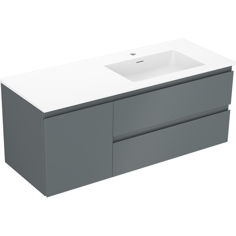 Mexen Orio armoire de salle de bain 120 cm avec lavabo Otis droit, 2S, 1D, graphite mat/blanc mat - 91A13-12047-3-BBFFF66-W18P01