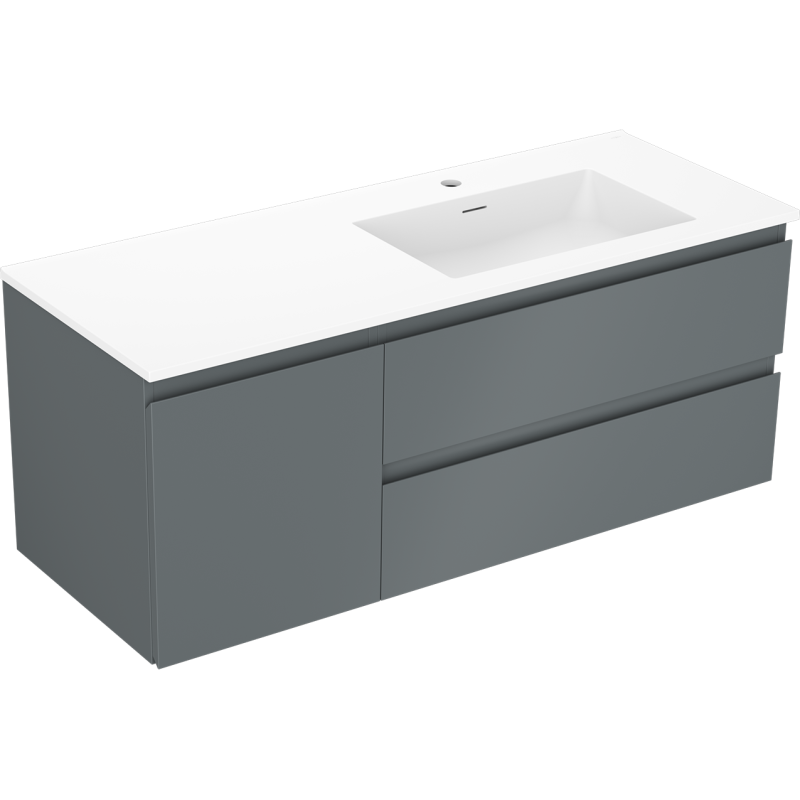 Mexen Orio meuble de salle de bain 120 cm avec lavabo Otis droit, 2S, 1D, graphite mat/blanc mat - 91A13-12047-3-BBFFF66-W18P01