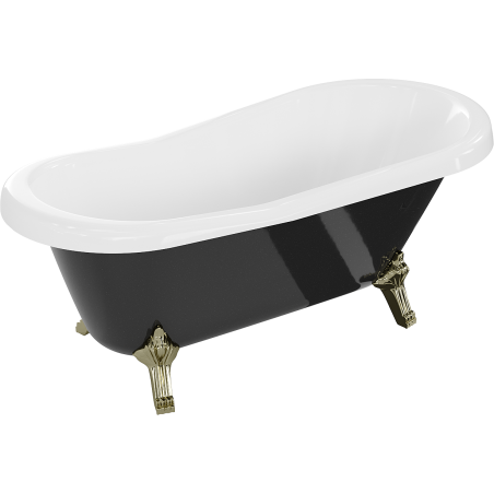 Mexen Retro baignoire autonome 150 x 73 cm, Blanc/Noir, pieds Or - 53251507375-50