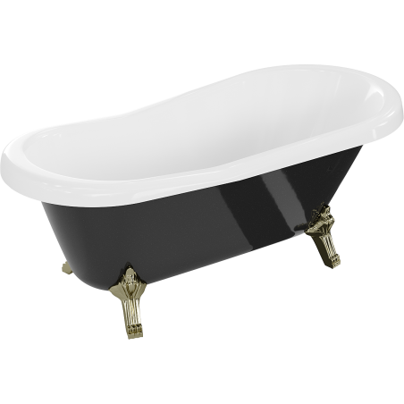 Mexen Retro baignoire autoportante 150 x 73 cm, blanc/noir, pieds dorés - 53251507375-50