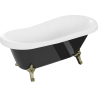 Mexen Retro baignoire autoportante 150 x 73 cm, blanc/noir, pieds dorés - 53251507375-50