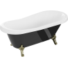 Mexen Retro baignoire autoportante 150 x 73 cm, blanche/noire, pieds dorés - 53251507375-50