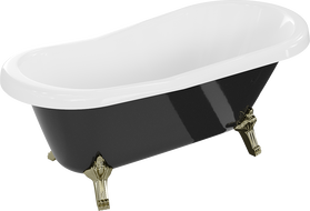 Mexen Retro baignoire autonome 150 x 73 cm, Blanc/Noir, pieds Or - 53251507375-50