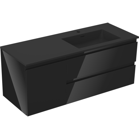 Mexen Orio meuble de salle de bain 120 cm avec lavabo Otis droit, 2S, 1D, noir brillant/noir mat - 91A13-12047-3-BBFFF70-W18P71