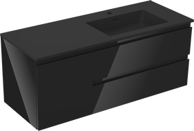 Mexen Orio armoire de salle de bain 120 cm avec lavabo Otis à droite, 2S, 1D, noir brillant/noir mat