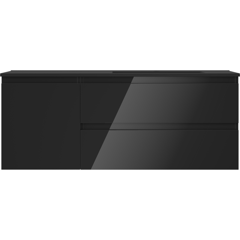 Mexen Orio meuble de salle de bain 120 cm avec lavabo Otis droit, 2S, 1D, noir brillant/noir mat - 91A13-12047-3-BBFFF70-W18P71