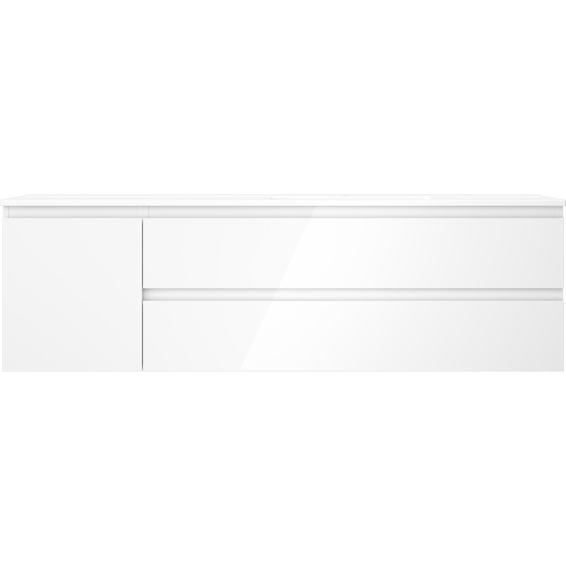 Mexen Orio armoire de salle de bains 160 cm avec lavabo Otis à droite, 2S, 1D, blanche brillante - 91A13-16047-3-BBFFF00-W18P00