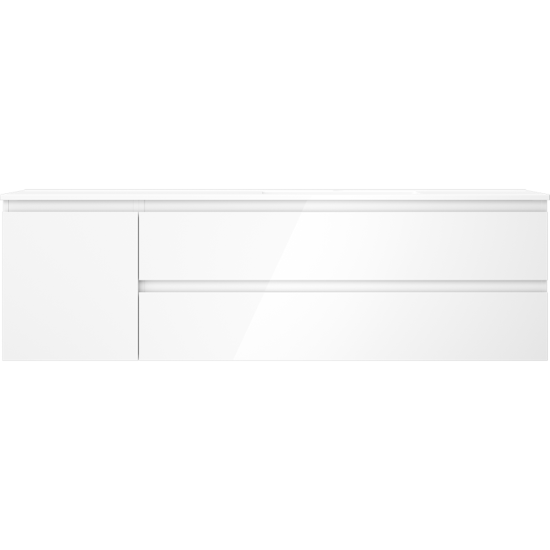 Mexen Orio meuble de salle de bain 160 cm avec lavabo Otis à droite, 2S, 1D, blanc brillant - 91A13-16047-3-BBFFF00-W18P00