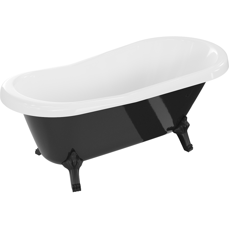 Mexen Retro baignoire autoportante 150 x 73 cm, blanche/noire, pieds noirs - 53251507375-70
