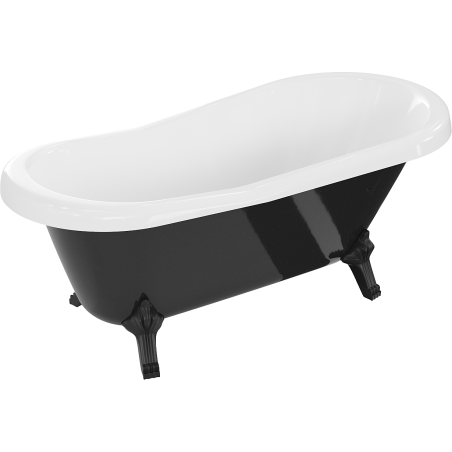 Mexen Retro baignoire autoportante 150 x 73 cm, blanche/noire, pieds noirs - 53251507375-70