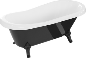 Mexen Retro baignoire autonome 150 x 73 cm, Blanc/Noir, pieds Noir - 53251507375-70