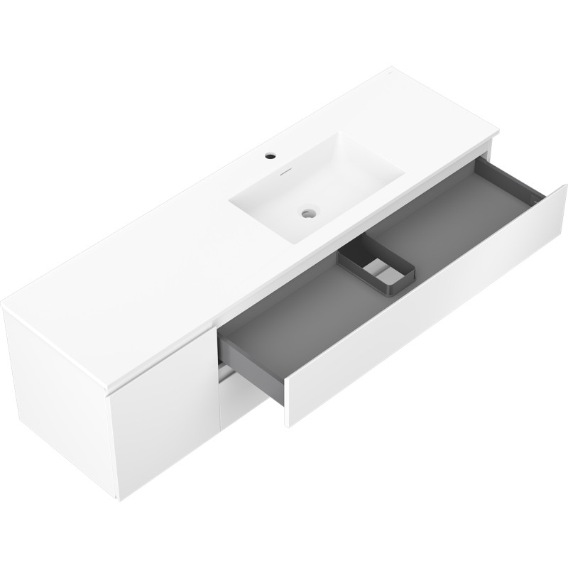 Mexen Orio armoire de salle de bain 160 cm avec lavabo Otis droit, 2T, 1P, blanc mat - 91A13-16047-3-BBFFF01-W18P01