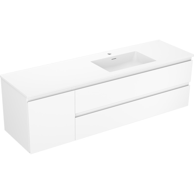 Mexen Orio armoire de salle de bain 160 cm avec lavabo Otis droit, 2T, 1P, blanc mat - 91A13-16047-3-BBFFF01-W18P01