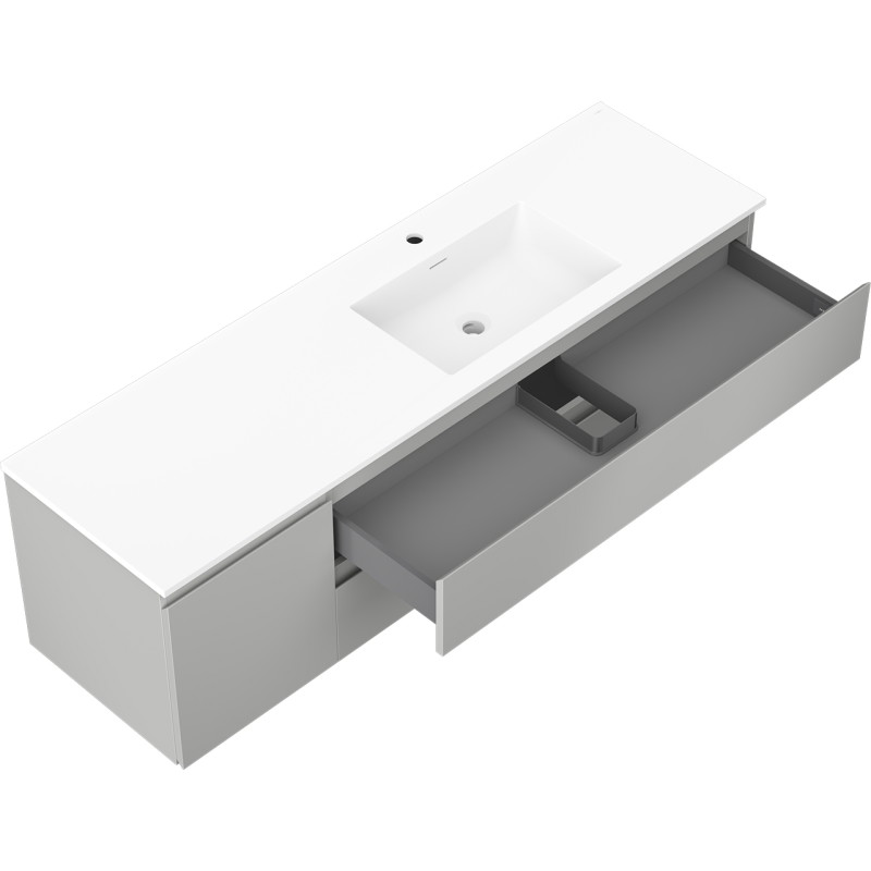 Mexen Orio armoire de salle de bain 160 cm avec lavabo Otis à droite, 2S, 1D, gris mat/blanc mat - 91A13-16047-3-BBFFF62-W18P01