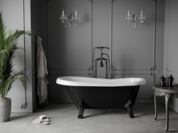 Mexen Retro baignoire autonome 150 x 73 cm, Blanc/Noir, pieds Noir - 53251507375-70