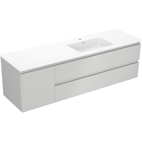 Mexen Orio meuble de salle de bain 160 cm avec lavabo Otis à droite, 2S, 1D, gris mat/blanc mat - 91A13-16047-3-BBFFF62-W18P01