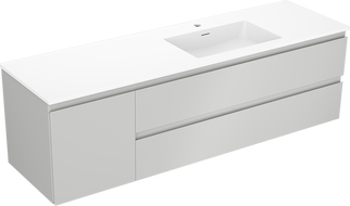 Mexen Orio meuble de salle de bain 160 cm avec lavabo Otis à droite, 2S, 1D, gris mat/blanc mat - 91A13-16047-3-BBFFF62-W18P01