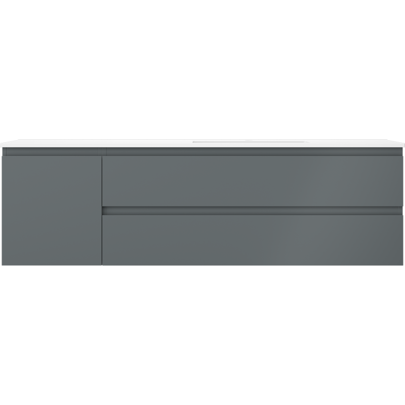 Mexen Orio meuble de salle de bains 160 cm avec lavabo Otis droit, 2S, 1D, graphite mat/blanc mat - 91A13-16047-3-BBFFF66-W18P01