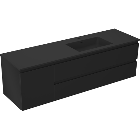 Mexen Orio meuble de salle de bain 160 cm avec lavabo Otis à droite, 2S, 1D, noir mat - 91A13-16047-3-BBFFF71-W18P71