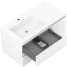 Mexen Rivel armoire de salle de bain 90 cm avec lavabo Otis gauche, 2S, 1D, rainurée, blanc mat - 91A23-09047-3-BBFFF01-W18L01