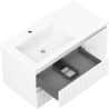 Mexen Rivel meuble de salle de bains 90 cm avec lavabo Otis gauche, 2S, 1D, rainuré, blanc mat - 91A23-09047-3-BBFFF01-W18L01