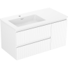Mexen Rivel meuble de salle de bains 90 cm avec lavabo Otis gauche, 2S, 1D, rainuré, blanc mat - 91A23-09047-3-BBFFF01-W18L01