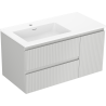 Mexen Rivel meuble de salle de bains 90 cm avec lavabo Otis gauche, 2S, 1D, rainuré, gris mat/blanc mat