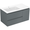 Mexen Rivel meuble de salle de bain 90 cm avec lavabo Otis gauche, 2T, 1P, rainuré, graphite mat/blanc mat
