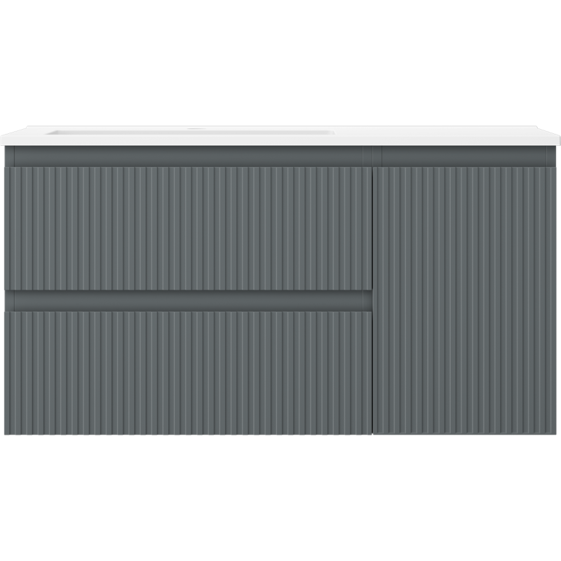 Mexen Rivel meuble de salle de bain 90 cm avec lavabo Otis gauche, 2T, 1P, rainuré, graphite mat/blanc mat