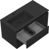 Mexen Rivel meuble de salle de bain 90 cm avec lavabo Otis gauche, 2S, 1D, rainuré, noir mat - 91A23-09047-3-BBFFF71-W18L71