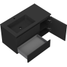 Mexen Rivel meuble de salle de bain 90 cm avec lavabo Otis gauche, 2S, 1D, rainuré, noir mat - 91A23-09047-3-BBFFF71-W18L71
