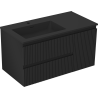 Mexen Rivel meuble de salle de bain 90 cm avec lavabo Otis gauche, 2S, 1D, rainuré, noir mat - 91A23-09047-3-BBFFF71-W18L71