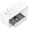 Mexen Rivel meuble de salle de bain 100 cm avec lavabo Otis gauche, 2T, 1P, rainuré, blanc mat - 91A23-10047-3-BBFFF01-W18L01