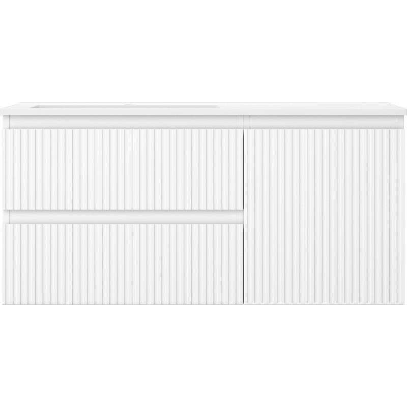 Mexen Rivel armoire de salle de bain 100 cm avec lavabo Otis à gauche, 2S, 1D, rainurée, blanc mat