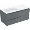 Mexen Rivel armoire de salle de bain 100 cm avec lavabo Otis gauche, 2S, 1D, rainurée, graphite/blanc mat