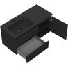 Mexen Rivel meuble de salle de bain 100 cm avec lavabo Otis gauche, 2S, 1D, rainuré, noir mat - 91A23-10047-3-BBFFF71-W18L71