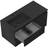 Mexen Rivel meuble de salle de bain 100 cm avec lavabo Otis gauche, 2S, 1D, rainuré, noir mat - 91A23-10047-3-BBFFF71-W18L71