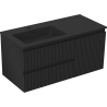 Mexen Rivel meuble de salle de bain 100 cm avec lavabo Otis gauche, 2S, 1D, rainuré, noir mat - 91A23-10047-3-BBFFF71-W18L71
