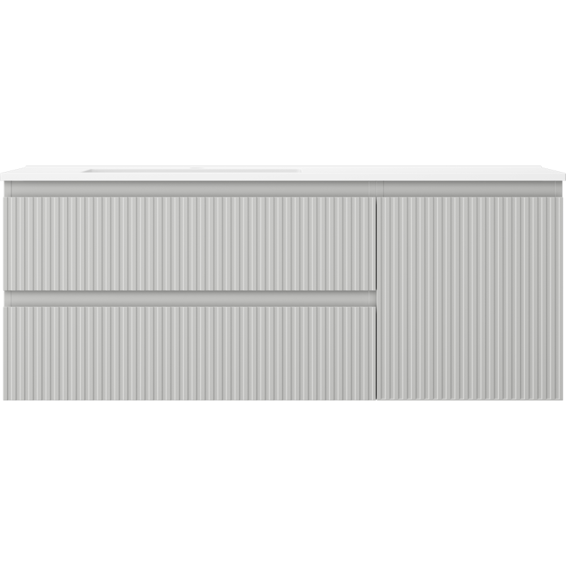 Mexen Rivel armoire de salle de bain 120 cm avec lavabo Otis gauche, 2S, 1D, nervurée, gris mat/blanc mat