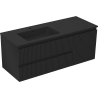 Mexen Rivel meuble de salle de bain 120 cm avec lavabo Otis à gauche, 2S, 1D, rainuré, noir mat - 91A23-12047-3-BBFFF71-W18L71