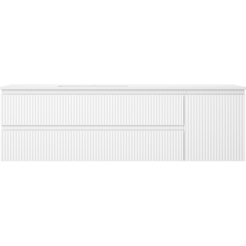 Mexen Rivel armoire de salle de bain 160 cm avec lavabo Otis gauche, 2S, 1D, rainurée, blanc mat - 91A23-16047-3-BBFFF01-W18L01